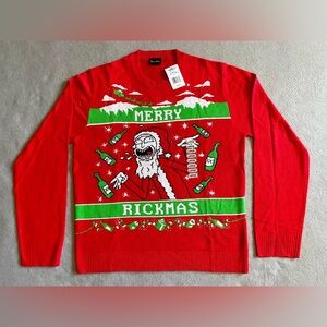 New Rick & Morty Merry Rickmas Men’s Christmas Sweater Red Size Large